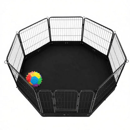 8-Panel Octagon Dog Playpen with Floor Mat – 24 in High, Metal Frame – view 6