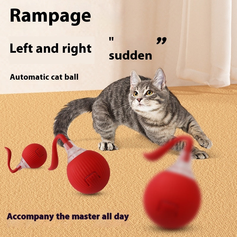 Self-Driving Rolling Ball Cat Toy – 3 Modes, Bird Chirp Sound, Tail &amp; Rope Attachments – view 2
