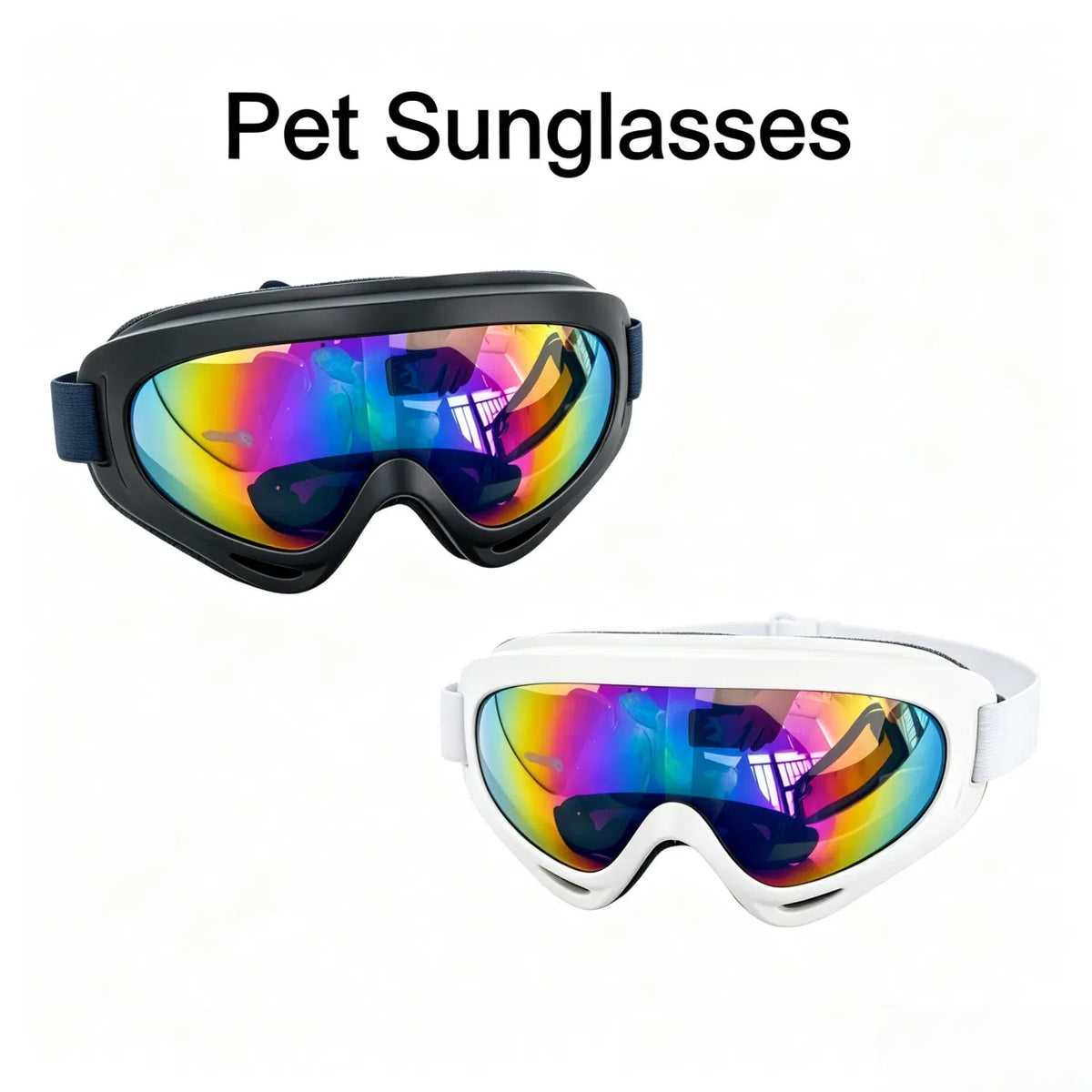Dog Goggles 2-Pack, White &amp; Black – Adjustable Wraparound Eyewear for Medium &amp; Large Dogs – view 6