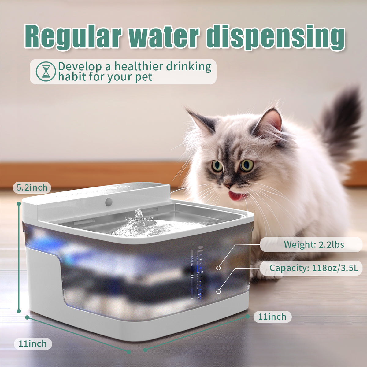 Pet Water Dispenser – Compact Water Station for Cats &amp; Dogs, Replacement Pump &amp; Filter Available – view 7