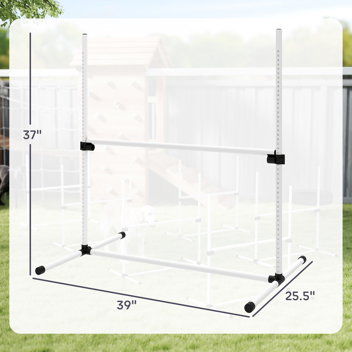 6-Piece Dog Agility Jump Set – Adjustable Height Hurdle Bars with Carry Bag, White – view 3