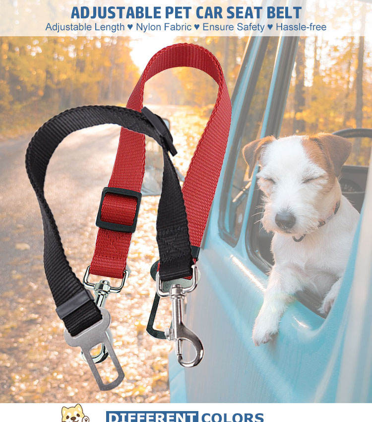 Adjustable Dog Car Seat Belt – Durable Nylon Pet Safety Leash for Dogs &amp; Cats, Blue, Black or Red – view 2