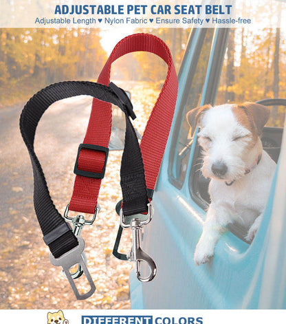 Adjustable Dog Car Seat Belt – Durable Nylon Pet Safety Leash for Dogs &amp; Cats, Blue, Black or Red – view 2