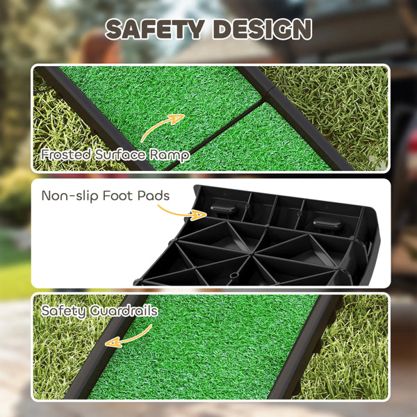 Folding Dog Ramp for Cars – 61 in Non-Slip Grass Surface, Holds 198 lbs, Black &amp; Green – view 4