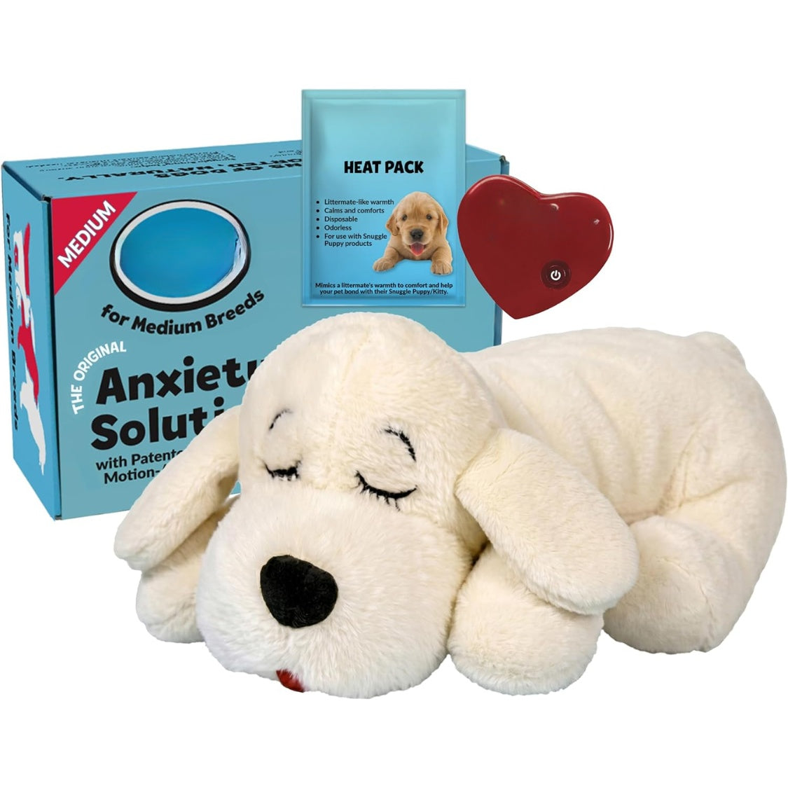 Heartbeat Puppy Comfort Toy – Plush Sleep Buddy with Heat Pack for Crate Training, Cream – view 3
