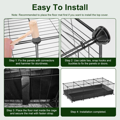 DIY Metal Small Animal Playpen with 20 Panels and Waterproof Floor Mat, Black – view 3