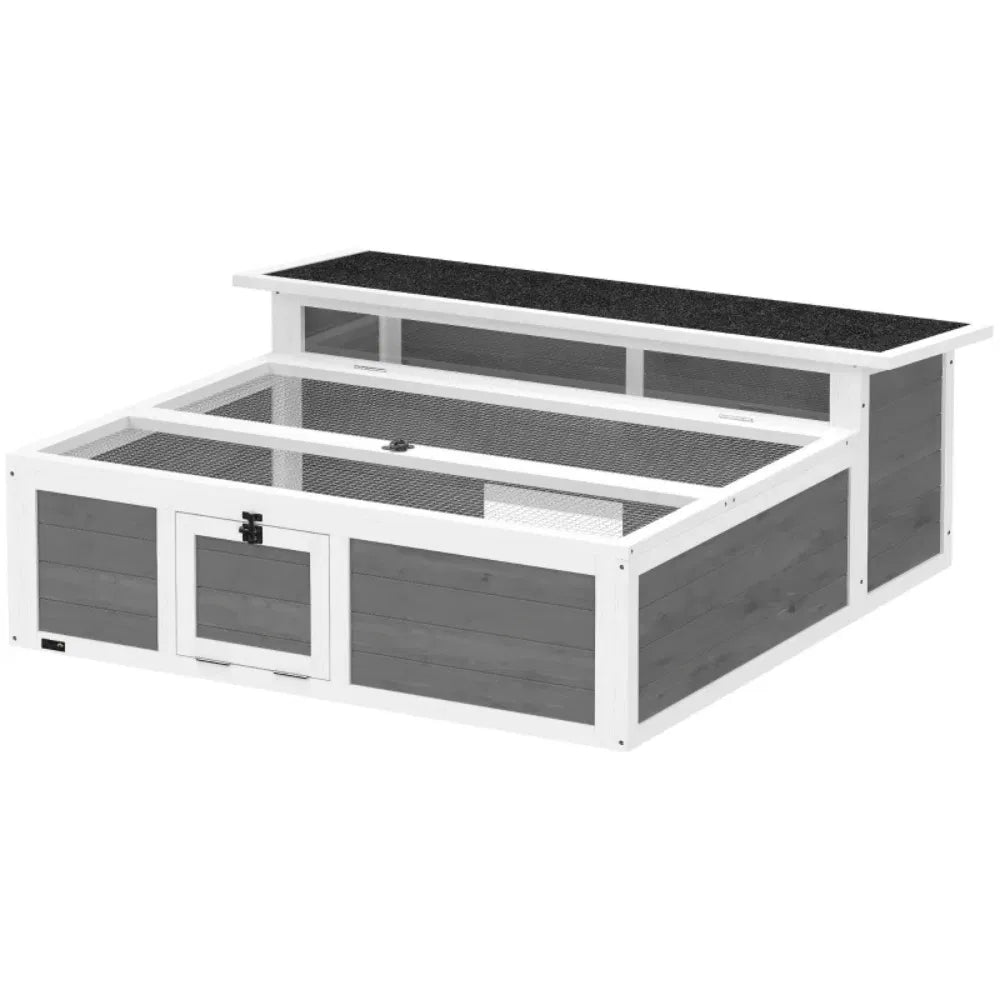 Wooden Outdoor Tortoise Habitat with Run, Basking Area &amp; Large Window for Small Animals – view 2