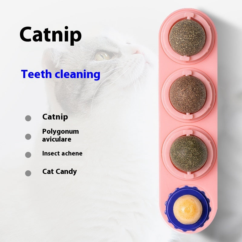Wall-Mounted Rotating Catnip and Silvervine Ball Cat Toy, 3-in-1 Stick-On Lick Ball – view 10
