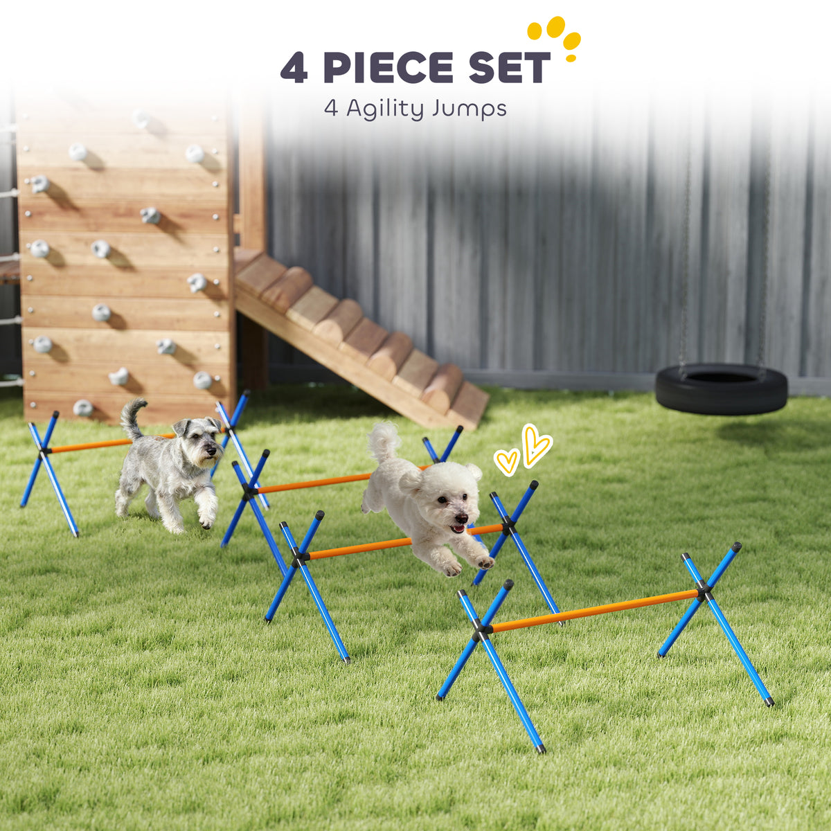 Dog Agility Hurdle Set – 4 Jumps with 3 Adjustable Heights and Carry Bag, Orange – view 4