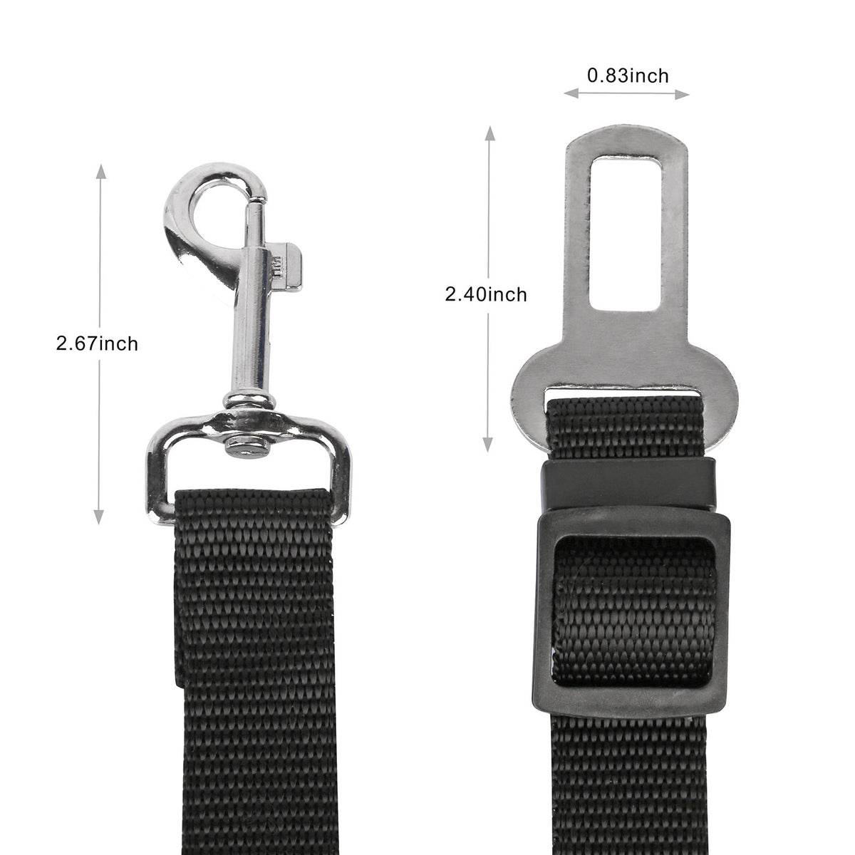 Dog Seat Belt 2-Pack with Swivel Carabiner – Adjustable Nylon Car Safety Lead for Dogs &amp; Cats, Black – view 2