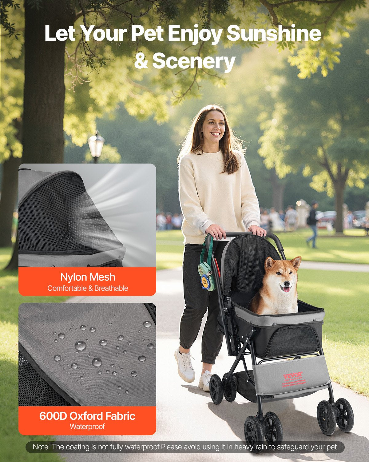 Foldable Dog Stroller with Reversible Handle – 4-Wheel Pet Stroller for Dogs &amp; Cats Up to 44 lbs – view 3
