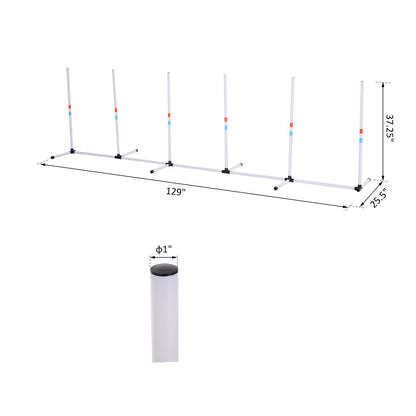 Dog Agility Weave Poles – 6-Pole Set, 129 in Course with Storage Bag, White – view 3