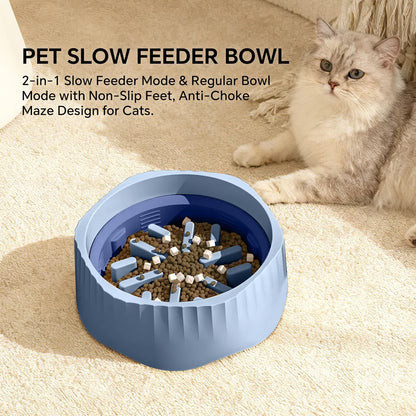 2-in-1 Dual Mode Cat Slow Feeder Bowl, Switchable Maze and Regular Feeding, Large Plastic – view 8