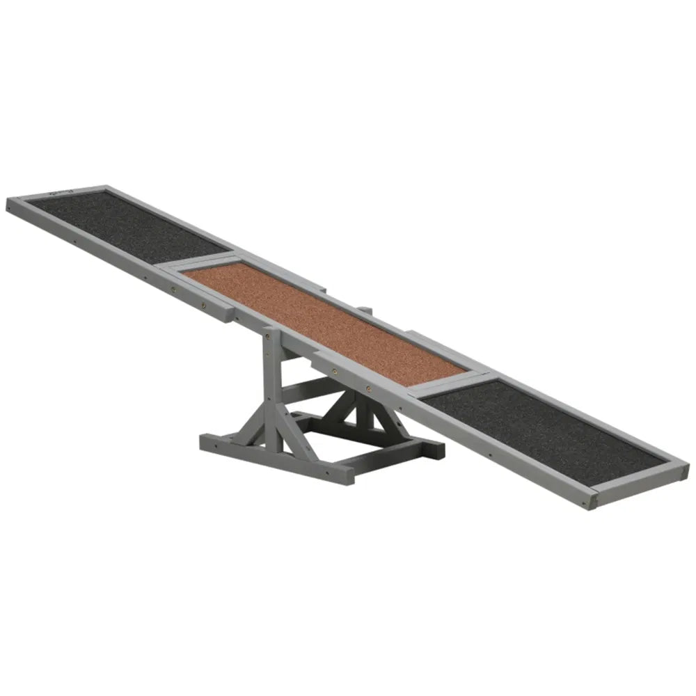 Wooden Dog Agility Seesaw – Anti-Slip Surface, Fir Wood, Up to 110 lbs, Gray/Brown/Black – view 2