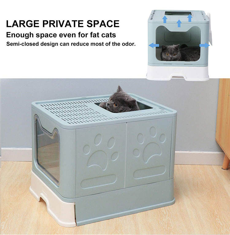 Extra Large Enclosed Cat Litter Box with Front Entry, Litter-Catching Lid and Scoop – view 4