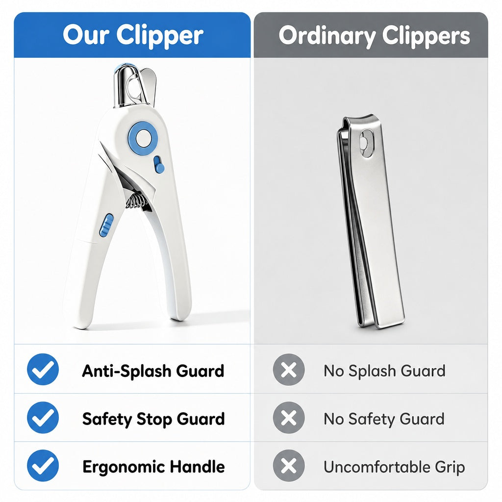 Pet Nail Clippers with Safety Guard for Cats &amp; Small to Medium Pets, Non-Slip Handle, White – view 4