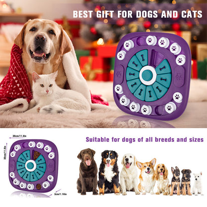 Interactive Dog Treat Puzzle Toy – 24-Hole Slider Game with Squeaker, Purple – view 8