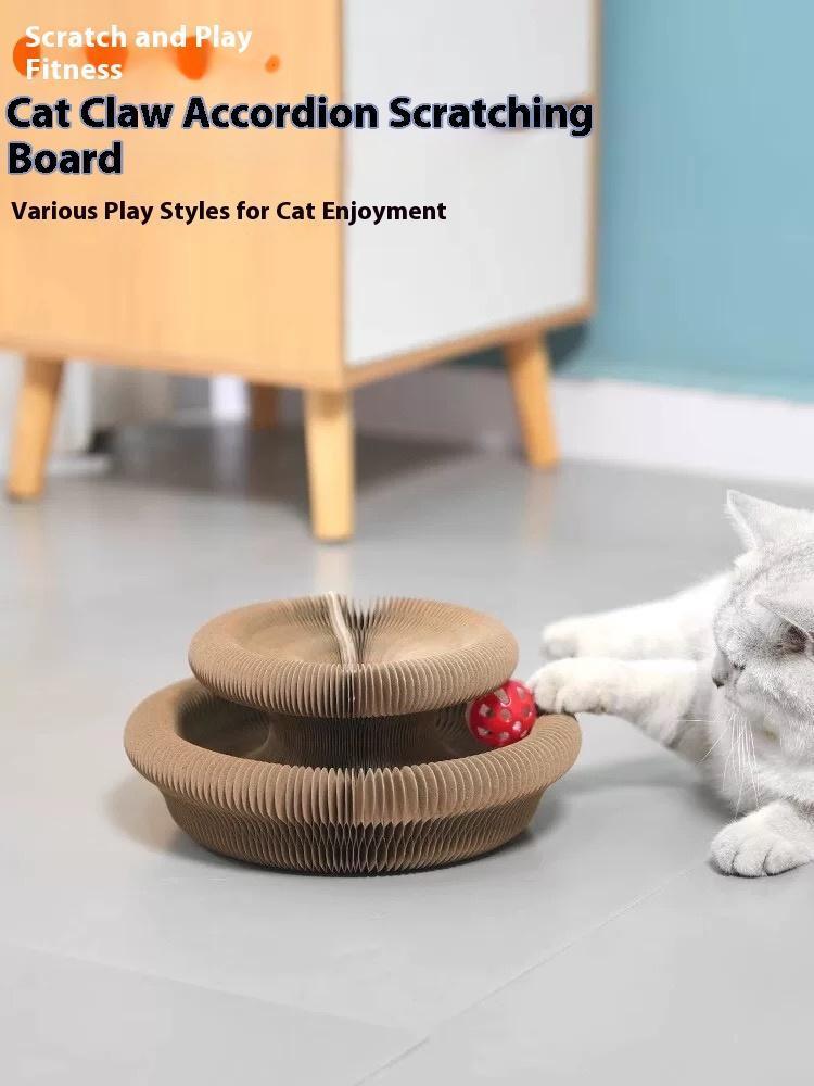 Accordion Cardboard Cat Scratcher – Foldable Wood Grain Scratching Toy for Indoor Cats – view 2