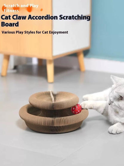 Accordion Cardboard Cat Scratcher – Foldable Wood Grain Scratching Toy for Indoor Cats – view 2