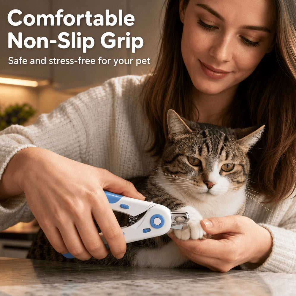 Pet Nail Clippers with Safety Guard for Cats &amp; Small to Medium Pets, Non-Slip Handle, White – view 6