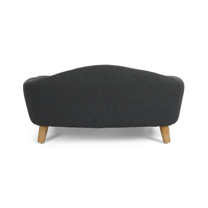 Elevated Small Dog Bed – Fabric Pet Couch with Rubber Wood Legs and Foam Cushion, Dark Gray – view 7