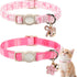 Pink Breakaway Cat Collars 2-Pack – Plaid Bow, Bell & Flower Pendant, Adjustable 7.8–12 in