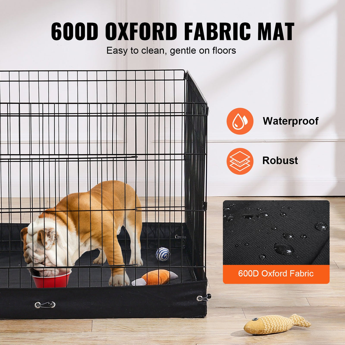 4-Panel Foldable Metal Dog Playpen with Bottom Mat – 36 x 36 Inch, 24-Inch High, Black – view 4