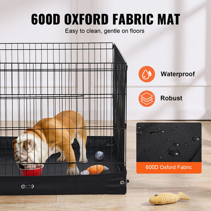 4-Panel Foldable Metal Dog Playpen with Bottom Mat – 36 x 36 Inch, 24-Inch High, Black – view 4
