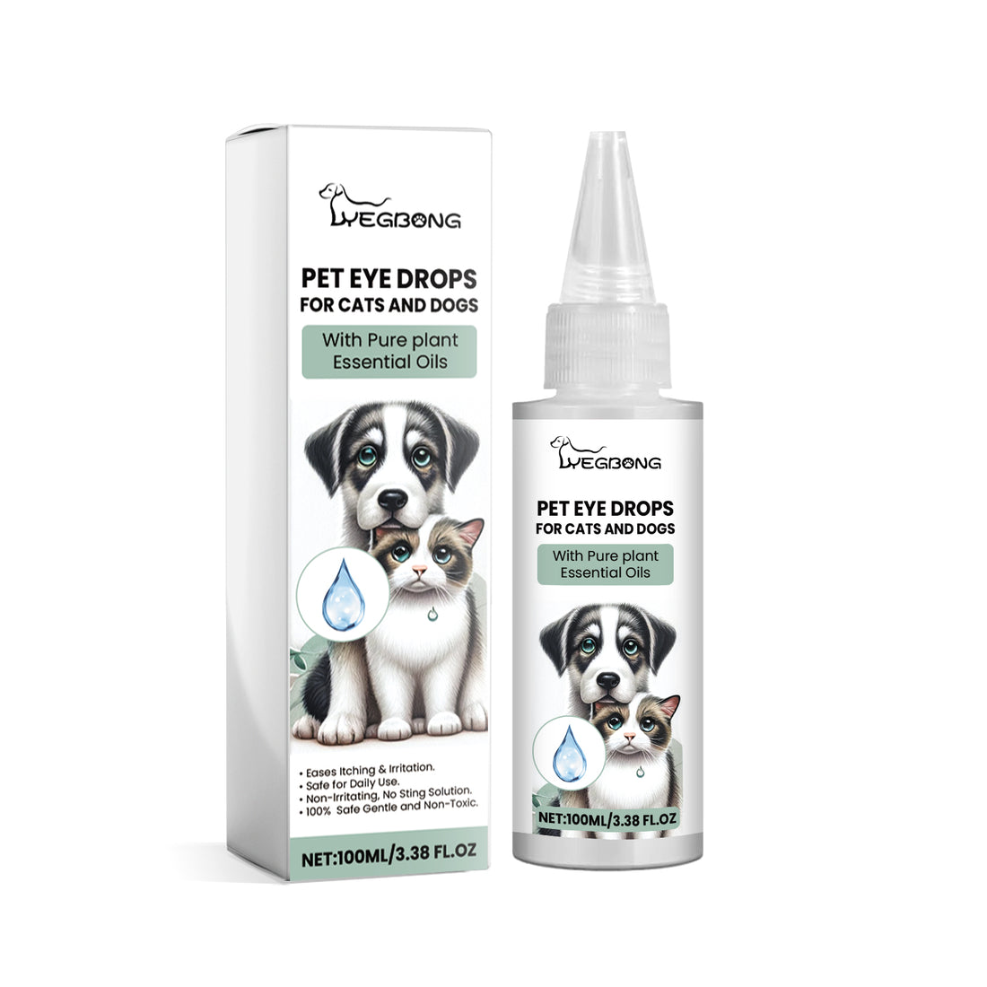 Pet Eye Cleaner Drops for Dogs and Cats – Honeysuckle Oil and Blueberry Extract, 100 ml