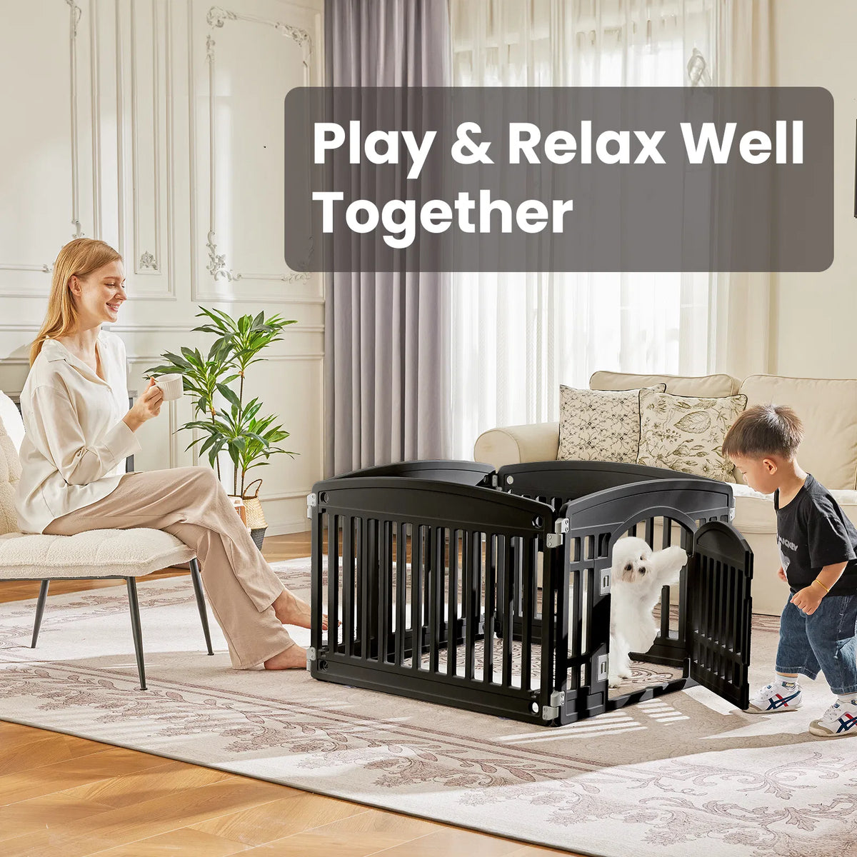 Folding Plastic Pet Playpen – Portable Dog Fence for Small to Medium Dogs, Easy to Clean – view 6