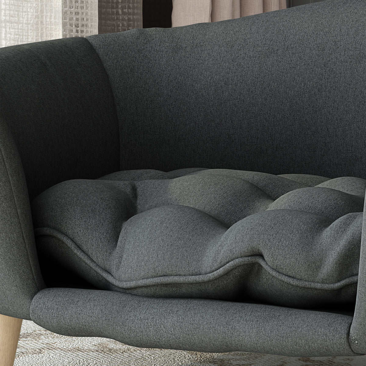 Elevated Small Dog Bed – Fabric Pet Couch with Rubber Wood Legs and Foam Cushion, Dark Gray – view 10