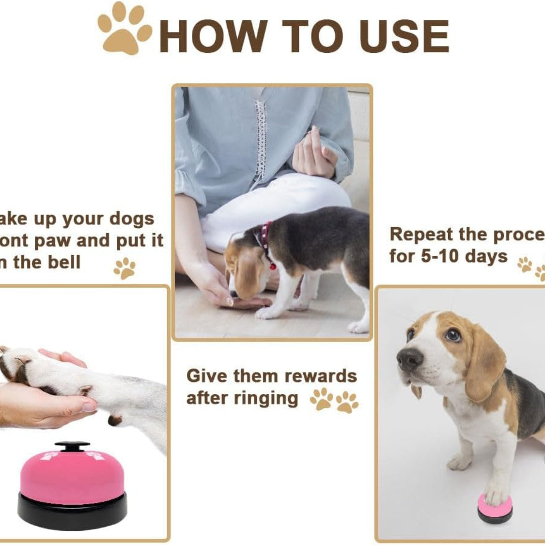 Dog Potty Training Bells – Press Bell + Adjustable Door Hanging Bells, 2-Pack – view 2