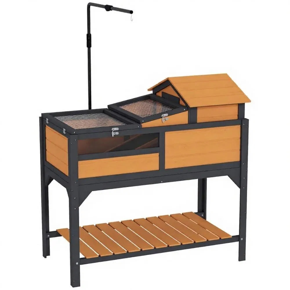 Two-Level Tortoise House with Run Box &amp; Ramp – Adjustable Lamp Holder, 40 in, Yellow &amp; Black – view 2