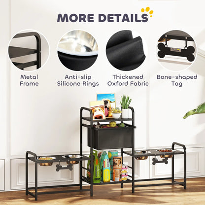 Dog Bowl Feeding Station with Built-In Pet Supply Storage – view 4