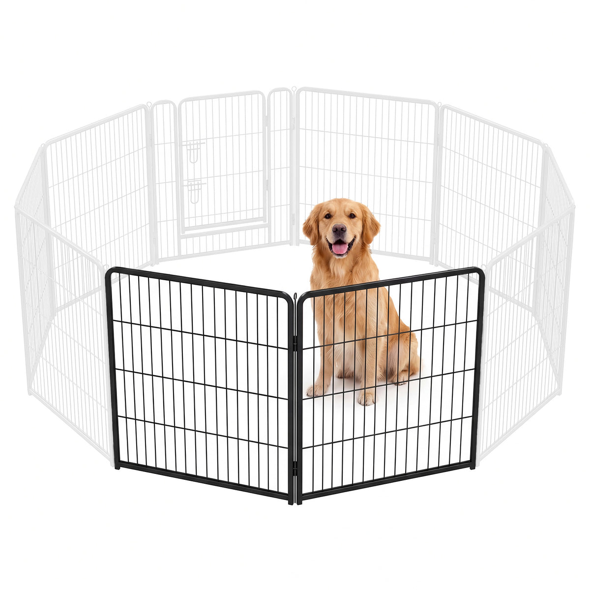 Foldable Metal Pet Fence with Lockable Door – Indoor &amp; Outdoor Dog Barrier, 24, 32 or 40 In Tall – view 3