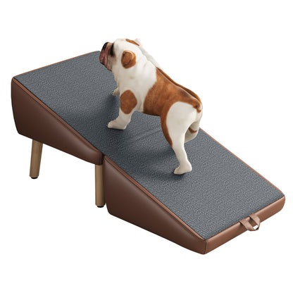 2-in-1 Wooden Dog Stairs and Ramp – Split Ottoman Design, Non-Slip Surface, Small Dogs &amp; Cats, Brown – view 8