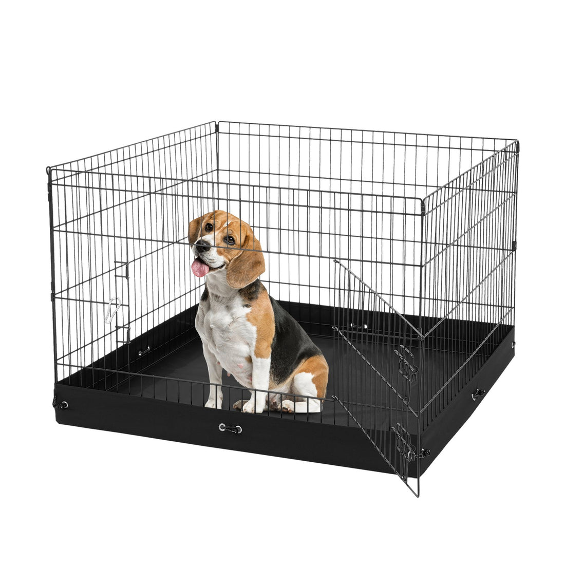 4-Panel Foldable Metal Dog Playpen with Bottom Mat – 36 x 36 Inch, 24-Inch High, Black