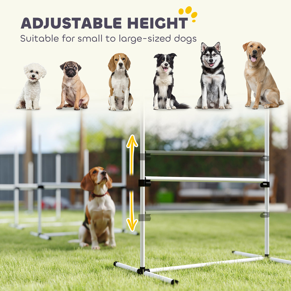 6-Piece Dog Agility Jump Set – Adjustable Height Hurdle Bars with Carry Bag, White – view 4