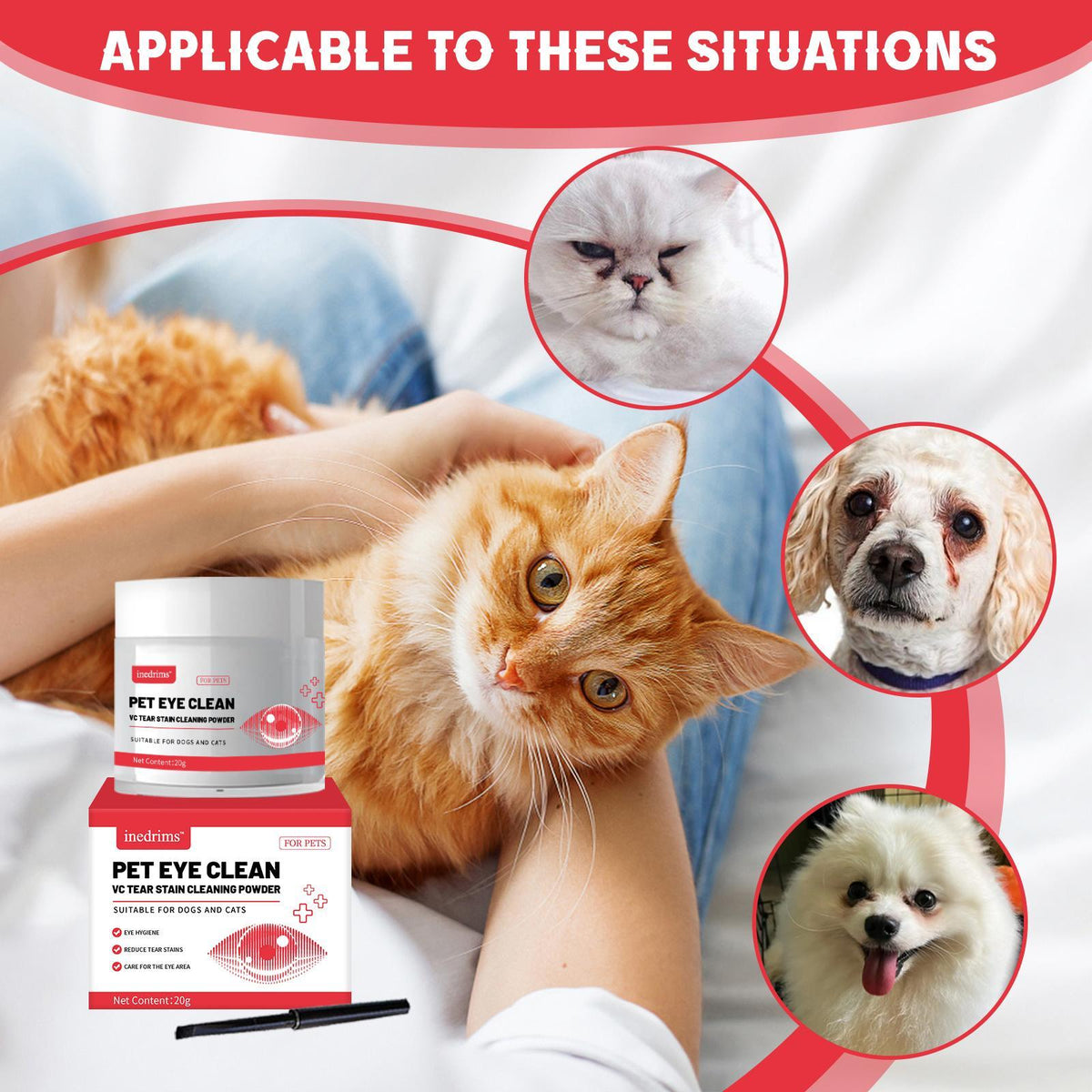 Pet Tear Stain Powder for the Fur Around Dog &amp; Cat Eyes, Grooming Powder – view 8