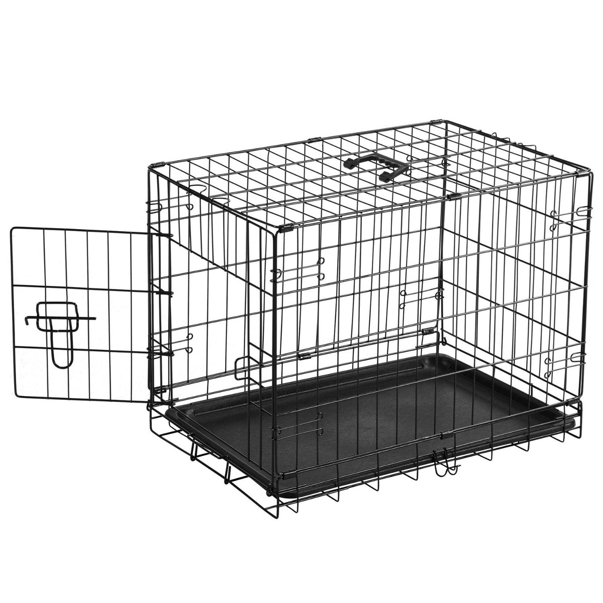 Foldable Metal Dog Crate – Removable Tray, Carry Handle, Secure Locks, for Small Pets, 18-Inch – view 4