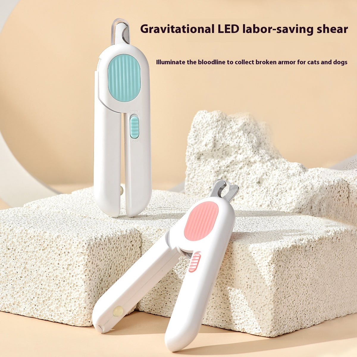 LED Cat Nail Clippers with Light – Stainless Steel Blade, 15 cm or Mini 10 cm, Pink or Blue