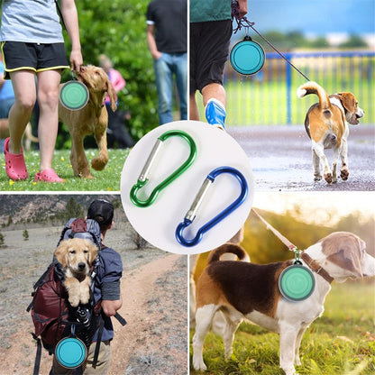 Collapsible Dog Travel Bowls with Lids, 2-Pack Foldable Food &amp; Water Bowls with Clip – view 7