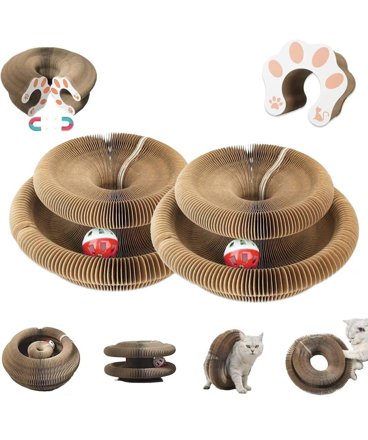 Accordion Cardboard Cat Scratcher – Foldable Wood Grain Scratching Toy for Indoor Cats – view 9