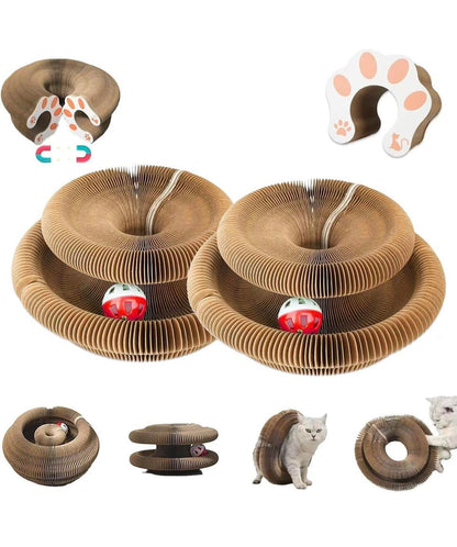 Accordion Cardboard Cat Scratcher – Foldable Wood Grain Scratching Toy for Indoor Cats – view 9