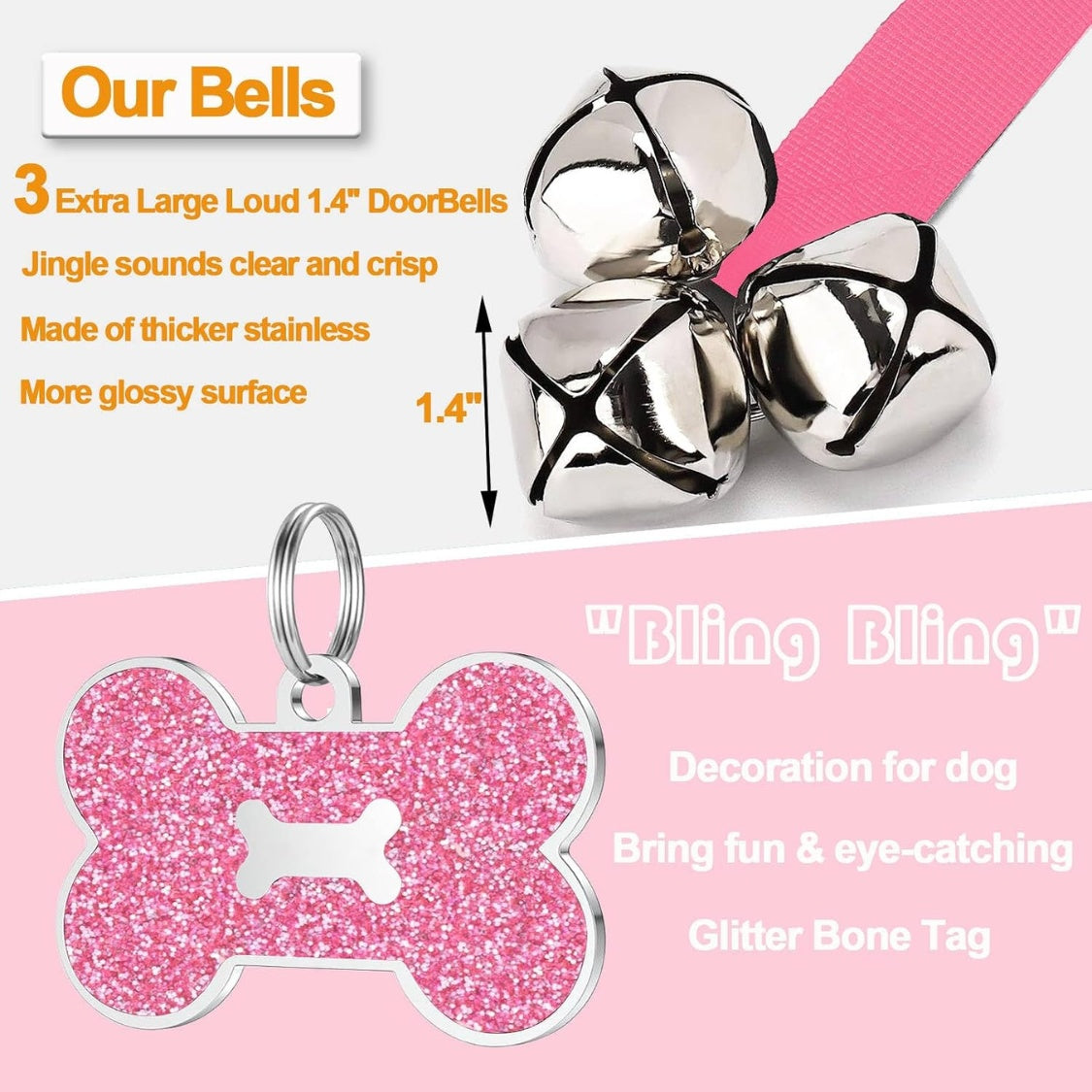 Dog Potty Training Bells – Press Bell + Adjustable Door Hanging Bells, 2-Pack – view 5