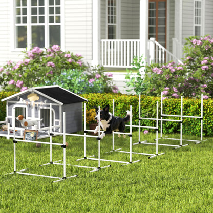 6-Piece Dog Agility Jump Set – Adjustable Height Hurdle Bars with Carry Bag, White – view 2