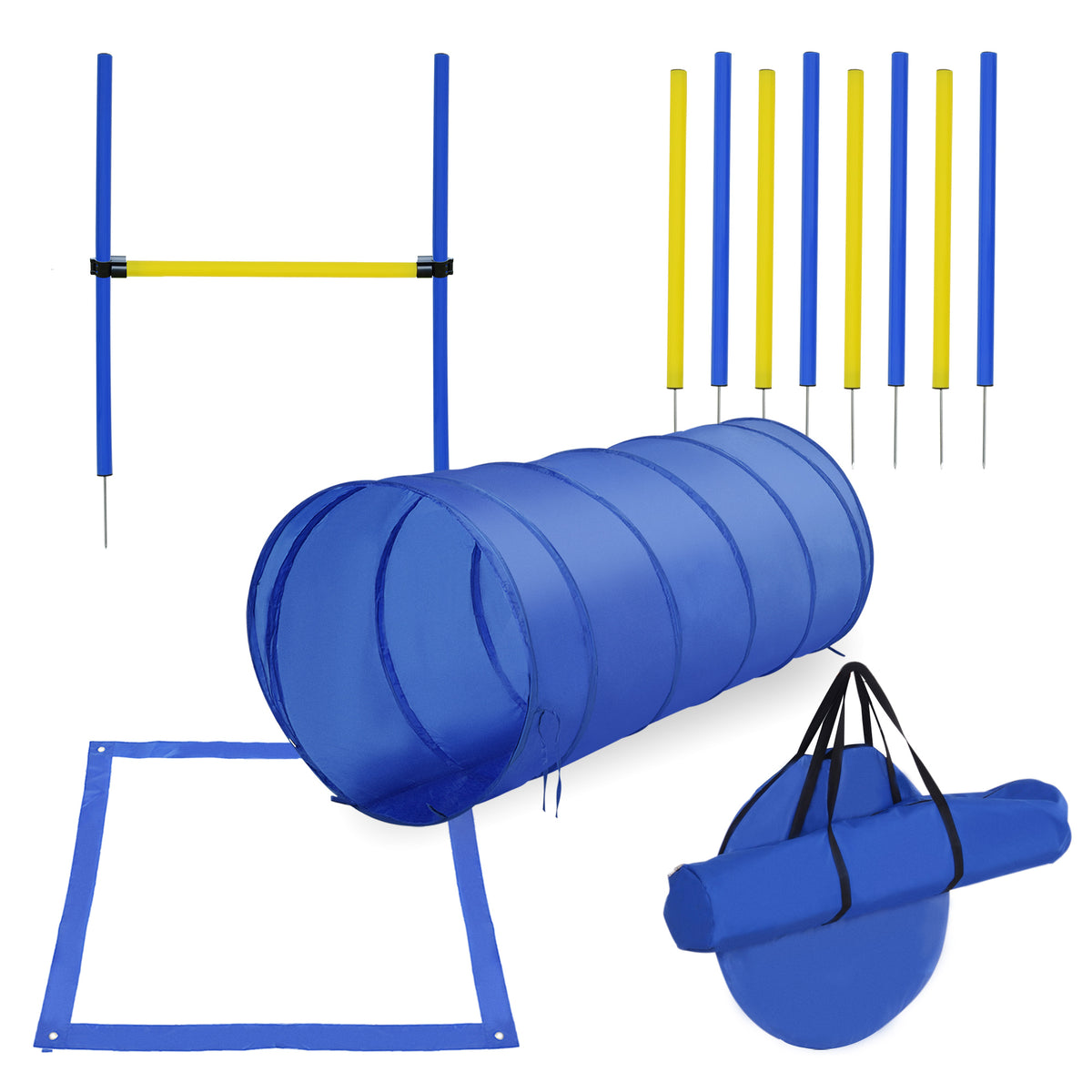 Backyard Dog Agility Training Kit – Tunnel, Weave Poles, High Jump and Pause Box with Carry Bag – view 9