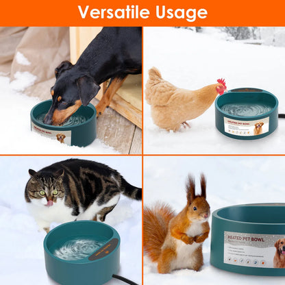 Heated Pet Water Bowl 74 oz – Thermostatic, IP67 Waterproof, Chew-Resistant Cord, Army Green – view 7