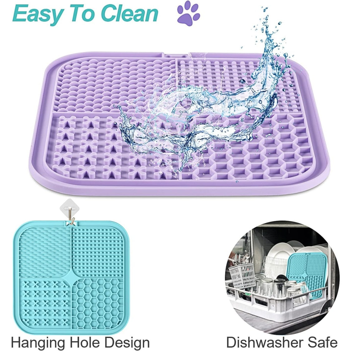 Silicone Lick Mats for Dogs and Cats 2-Pack with Suction Cups and Textured Surfaces – view 5
