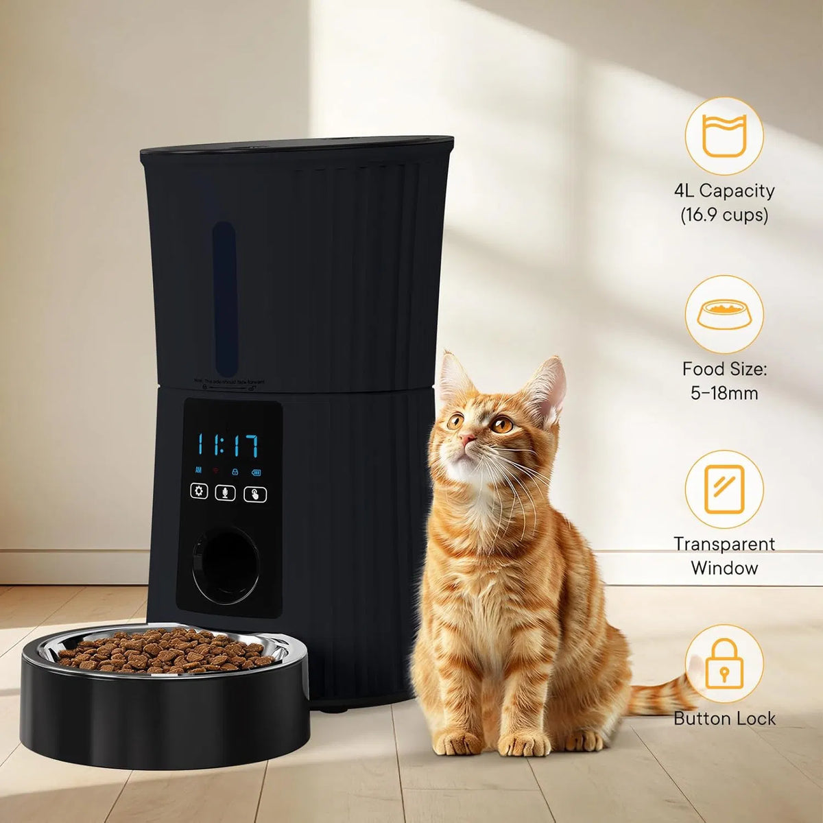 Wi-Fi Smart Pet Feeder, 4 L – App-Controlled Automatic Food Dispenser for Cats &amp; Dogs – view 3